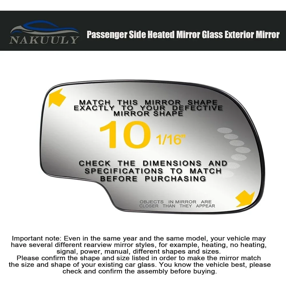 Passenger Side Heated Mirror Glass Compatible with 2003-2007 Chevy Silverado